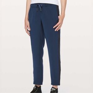 Lululemon ‘On The Fly’ Navy Blue Side Stripe Track Pants - Size 10